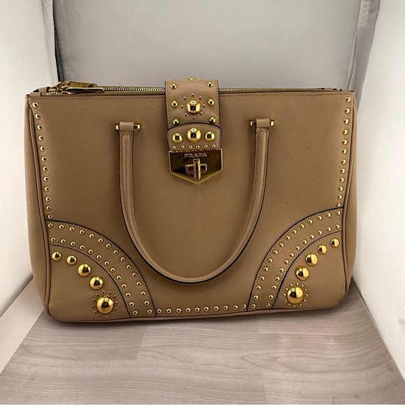 Prada Tan Gold Satchel with Elegant Hardware - Picture 11 of 11